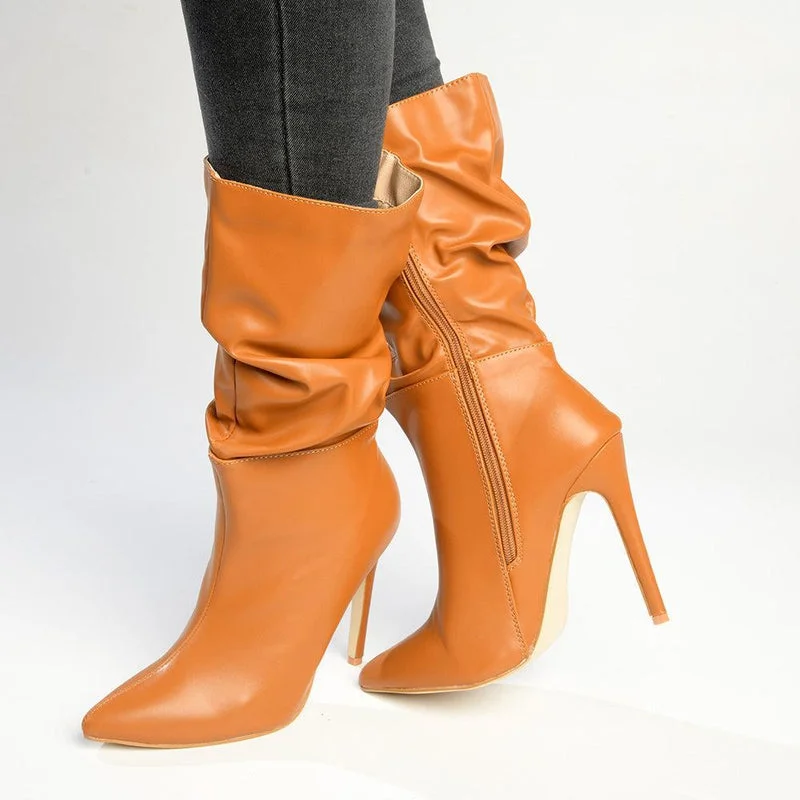 Madison Kessa Rouched Stiletto Boot - Tan