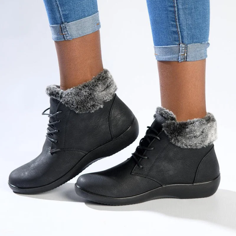 Soft Style by Hush Puppies Yuina Fur Collar Ankle Boot - Black