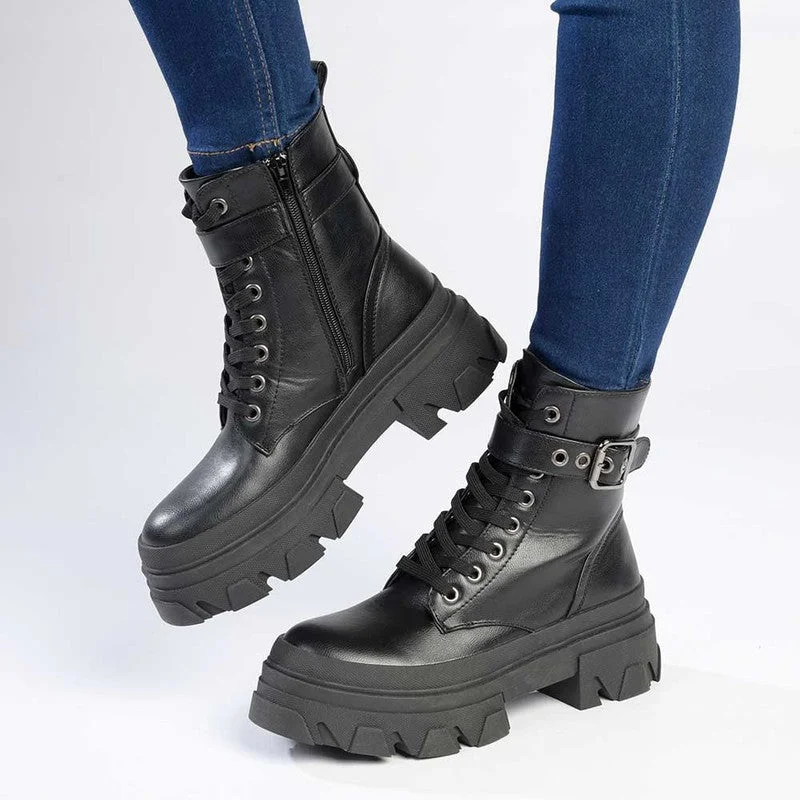 Alessio Kora Chunky Military Boot - Black