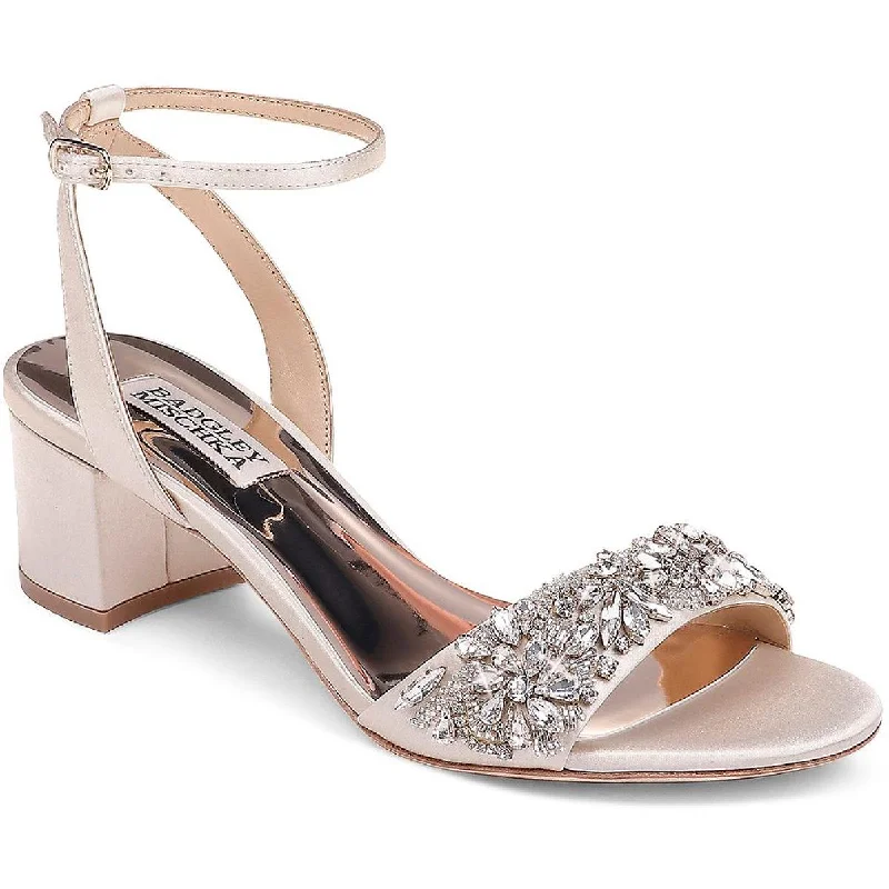 Badgley Mischka Womens Ivanna Satin Embellished Evening Sandals