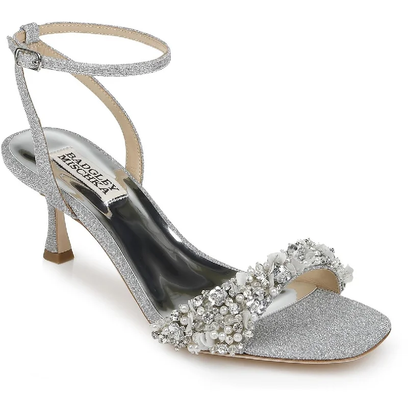 Badgley Mischka Womens Telissa Embellished Ankle Strap Heels