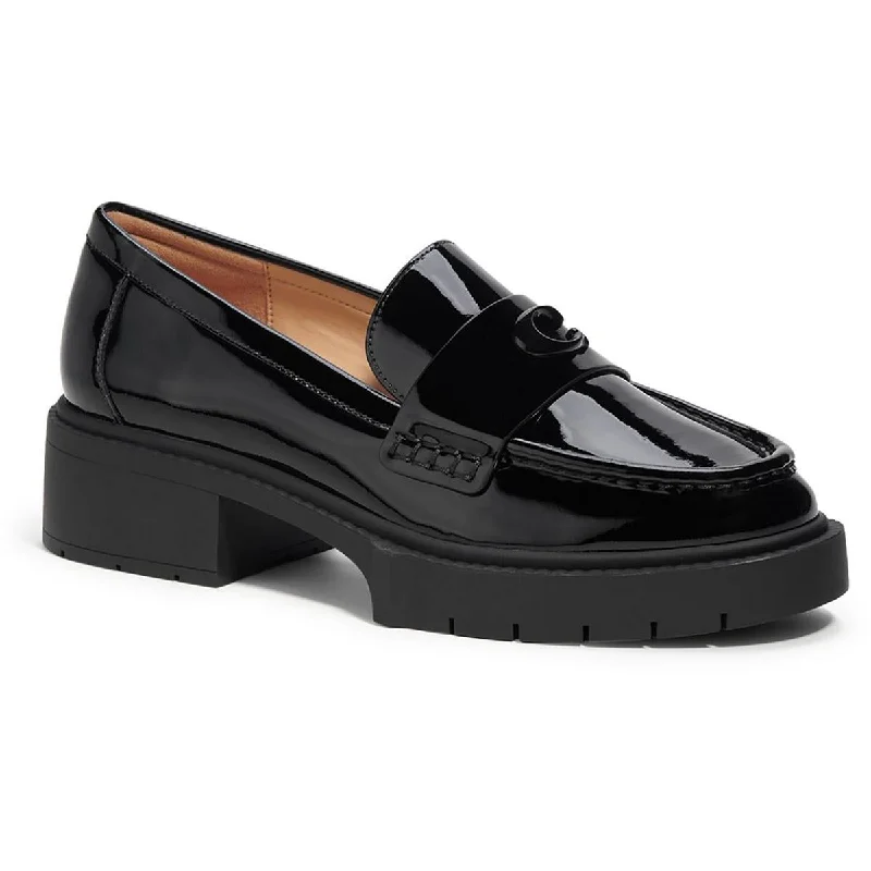 Coach Womens LEAH Patent Leather Slip On Loafers