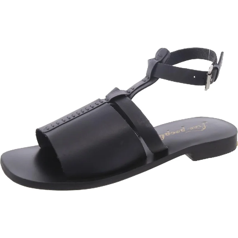 Free People Womens Long Weekend Leather Slip On Slingback Sandals