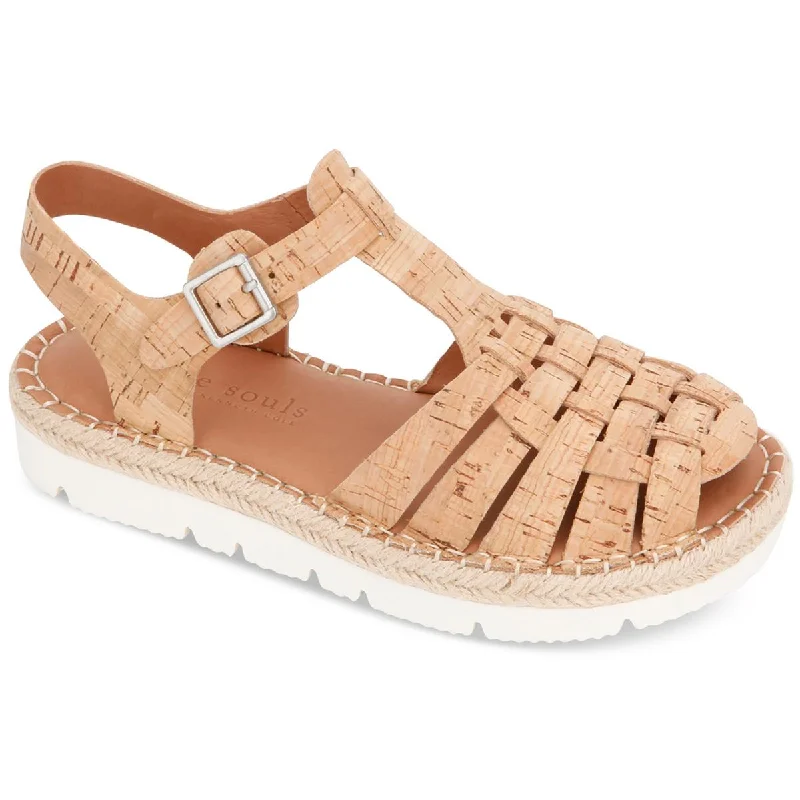 Gentle Souls Womens Faux Leather Cork Fisherman Sandals