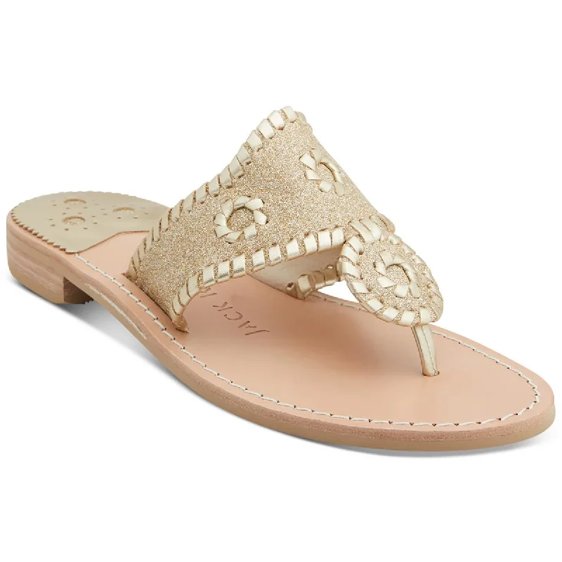 Jack Rogers Womens Jacks Glitter Flat Sandal Slip-On Slides Thong Sandals