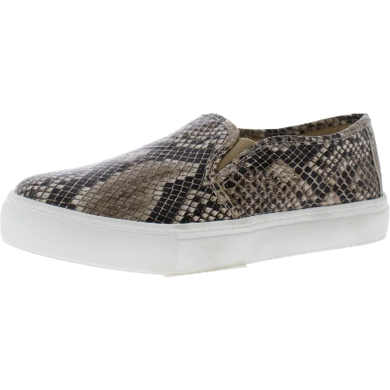 Mia Womens Beca Faux Leather Snake Print Slip-On Sneakers