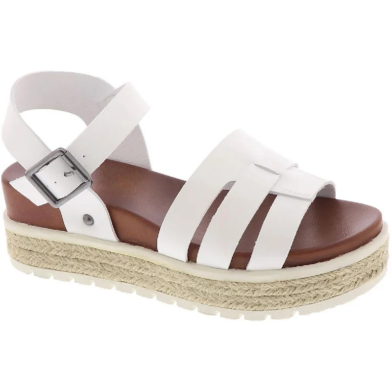 Mia Womens Karlotta Faux Leather Flatform Wedge Sandals