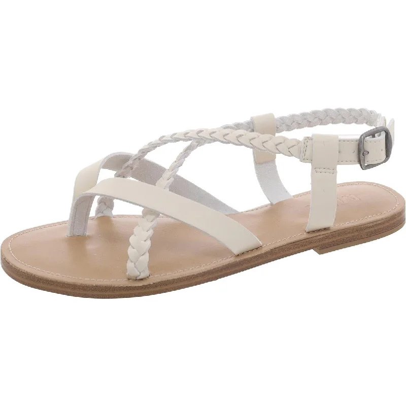 Mia Womens Vaeda Faux Leather Ankle Strap Thong Sandals