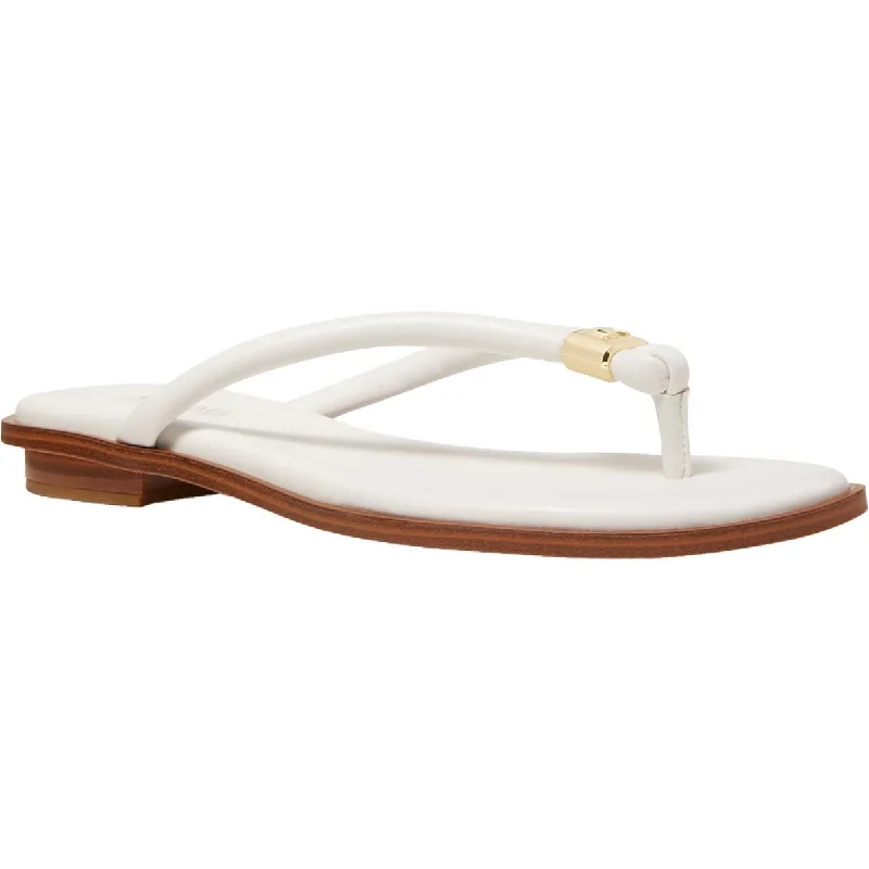 MICHAEL Michael Kors Womens Annie Thong Faux Leather Slip On Flip-Flops