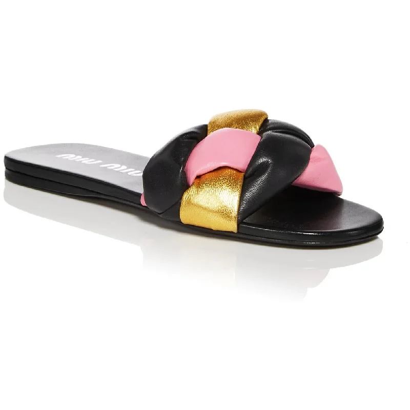 Miu Miu Womens Calzature Donna Leather Flip Flop Pool Slides