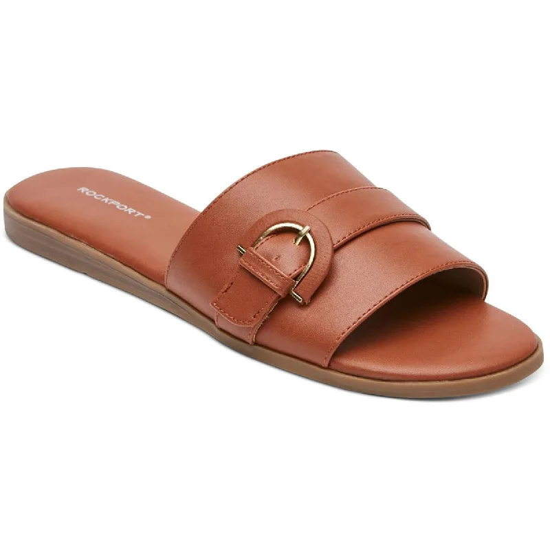 Rockport Womens Yara Faux Leather Slip On Slide Sandals