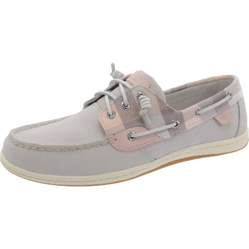 Sperry Womens Top-Sider Songfish Gingham Leather Slip On Boat Shoes