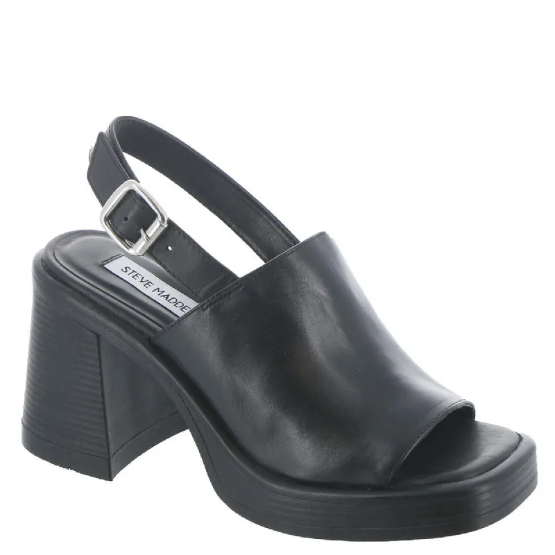 Steve Madden Womens Forza Leather Open Toe Block Heel