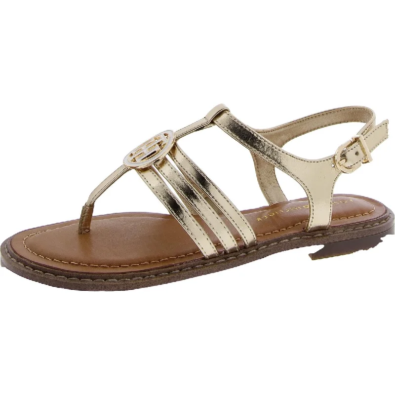 Tommy Hilfiger Womens BRAILO Faux Leather Open Toe Flatform Sandals