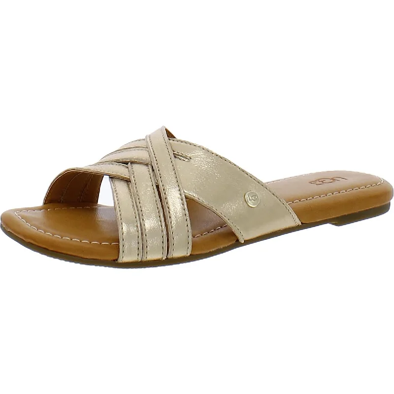 Ugg Womens Kenleigh Metallic Leather Slide Sandals