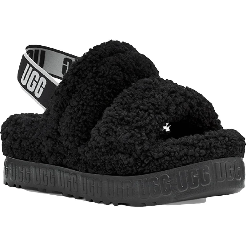 Ugg Womens Oh Fluffita Sheepskin Flatform Slingbacks