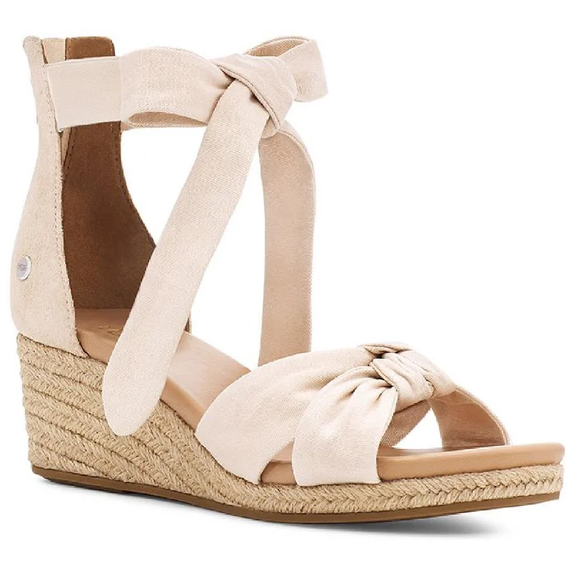 Ugg Womens Yarrow Suede Canvas Wedge Sandals