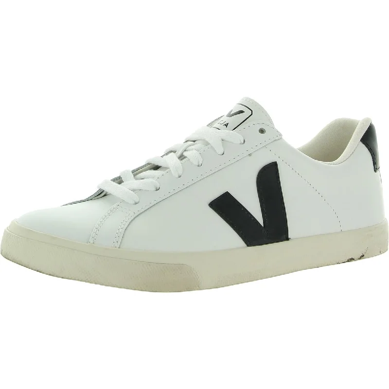 Veja Womens Esplar Logo Leather Lace Up Sneakers