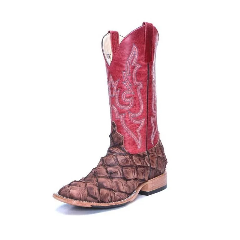 Macie Bean Women's Distressed Brown Big Bass Red Top Boots