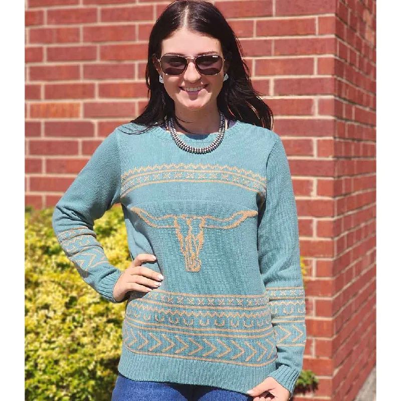 Aqua Longhorn Sweater