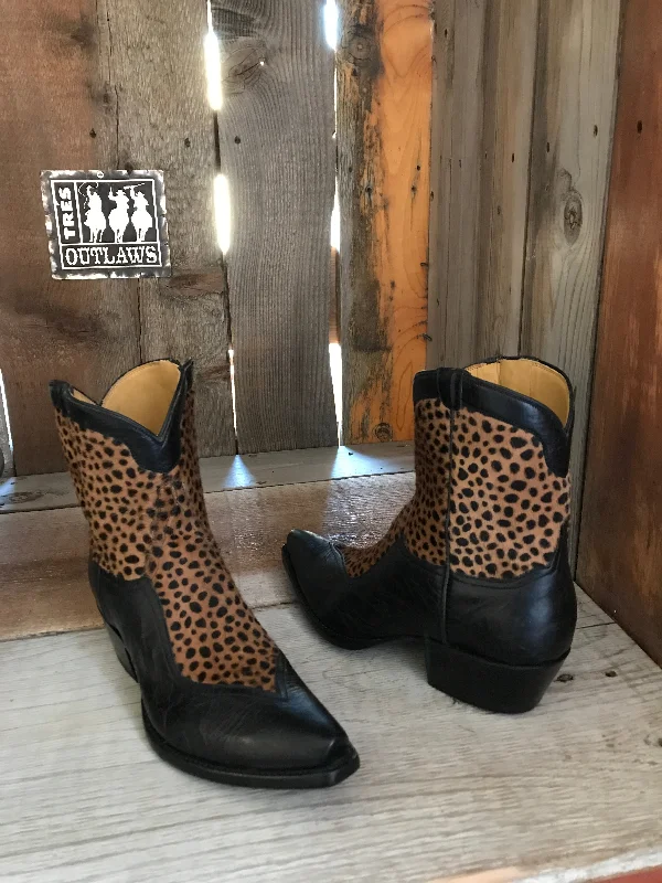 Black Buffalo Hair On Calf Cheetah Tres Outlaws Women's Flamingo Boot 1543 *