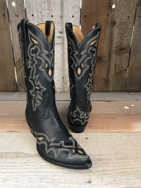 Spanish Black Calf  w/ Inlay Tres Outlaws  Men's Classic Boot 4234@