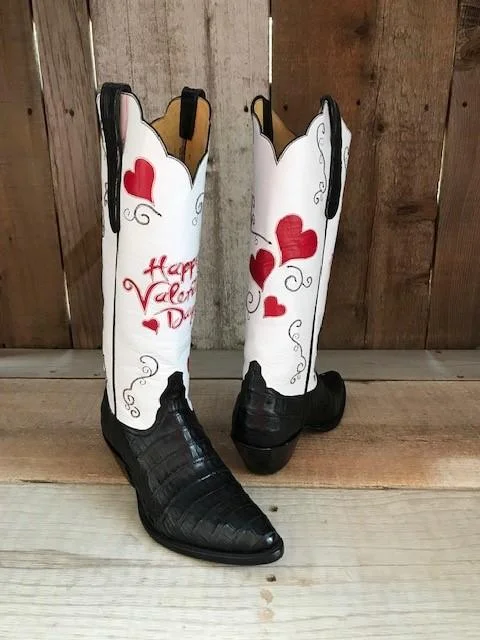 Black Croc Valentines Day Tres Outlaws Women's Classic Boot 2096