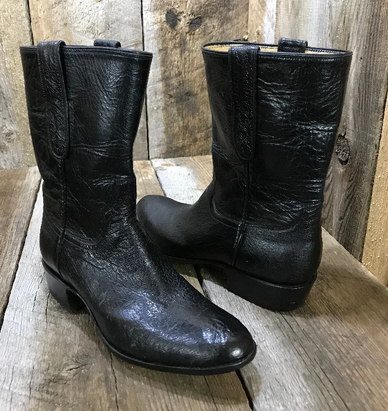 Black Ostrich & Kangaroo  Falconhead Women's Classic  Boot 1300