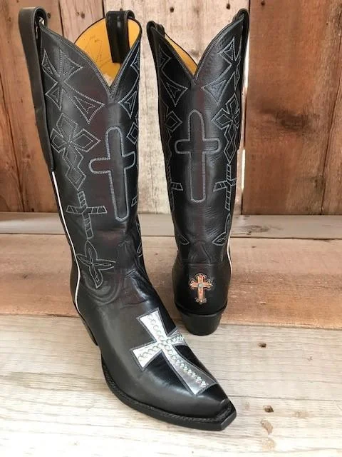 Black Kangaroo  & Crosses Tres Outlaws Women's Classic  Boot 1281@