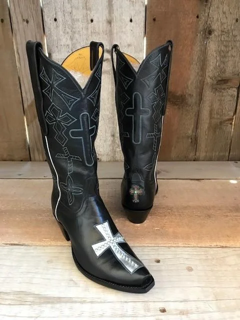 Black Kangaroo  Crosses Tres Outlaws Women's Classic Boot 1484