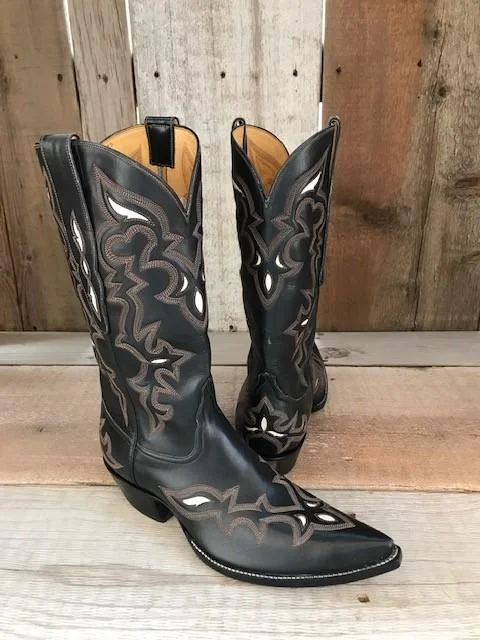 Spanish Calf Black & Inlay Tres Outlaws Men's Classic Boot 3797@