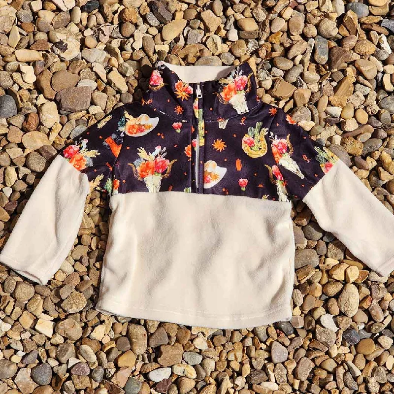 Shea Baby Toddler Girl's Black Floral Skull Fleece