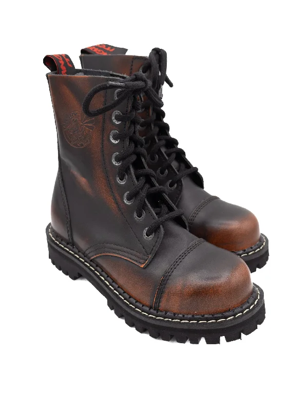 Blood Orange Leather Combat Boots ANGRY ITCH