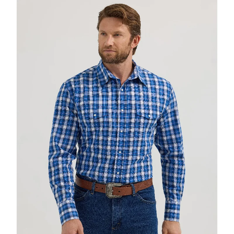 Wrangler Classic Blue Plaid  Long Sleeve