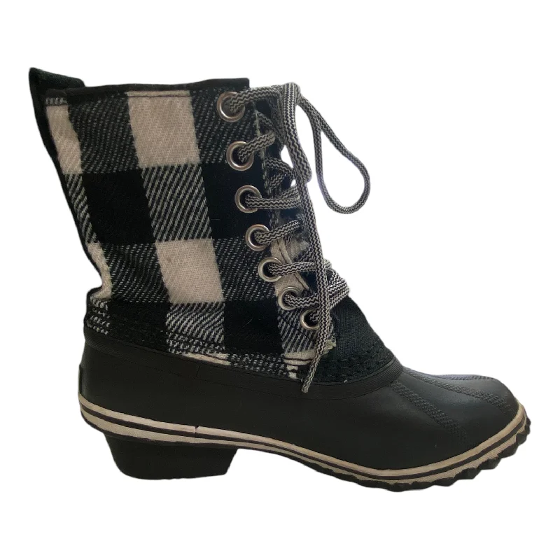 Boots Ankle Heels By Sorel In Black & White, Size: 6