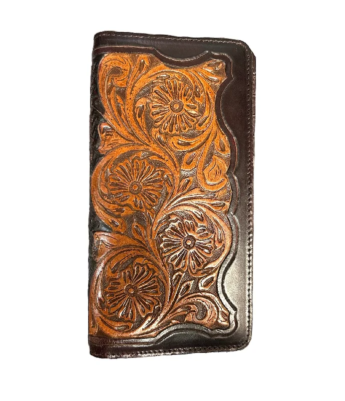 Ranger Brown & Tan Floral Tooled Rodeo Wallet