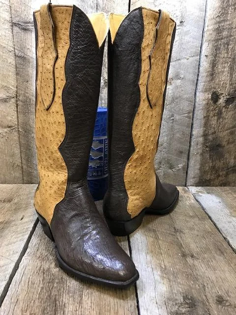 Brown Ostrich Seamless Tres Outlaws Women's  Boot 2019*