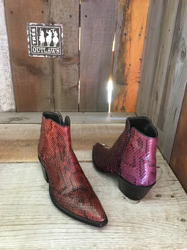 Burgundy Python  Tres Outlaws " 2 Sweet Collection "  Side Zip  1745@