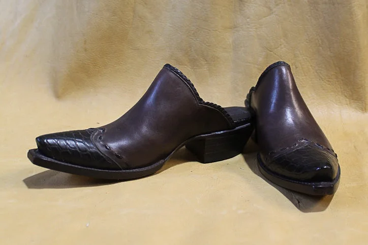 Chocolate Calf with Black Gator Mule 3069