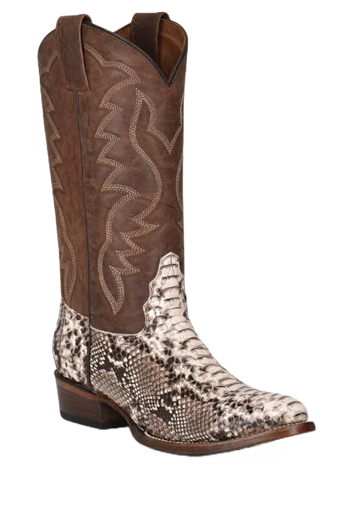 Circle G Mens Python Embroidered Brown Round Toe By Corral Boots Style L5830