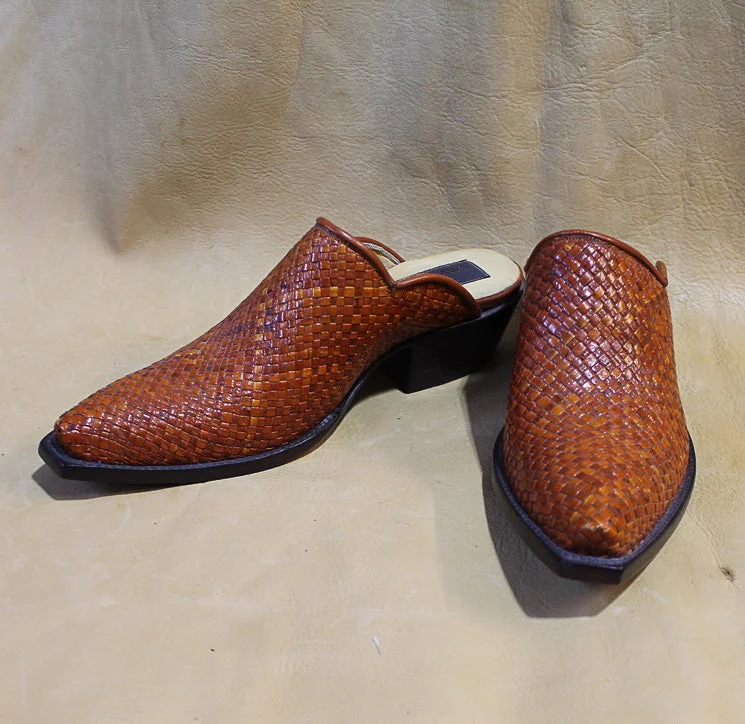 Cognac Basket Weave Mule 3044