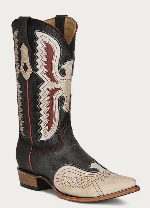 CORRAL MENS NAVY EAGLE INLAY BOOTS STYLE C3987