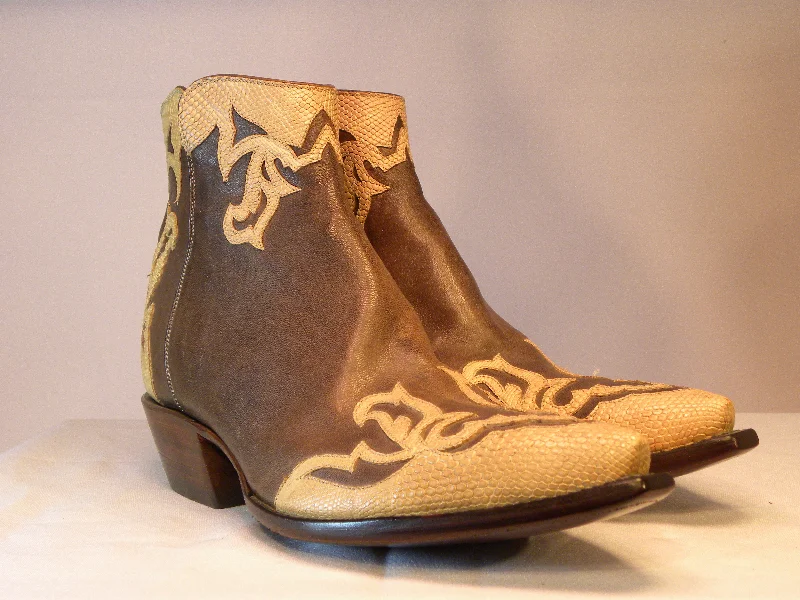 Choco Calf & Lizard Tres Outlaws Flamingo  Zip Boot 1659