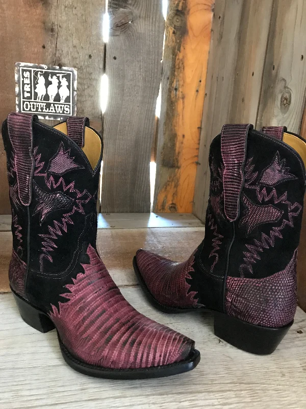 Purple Distressed Teju Lizard Tres Outlaws Women's Classic 1533