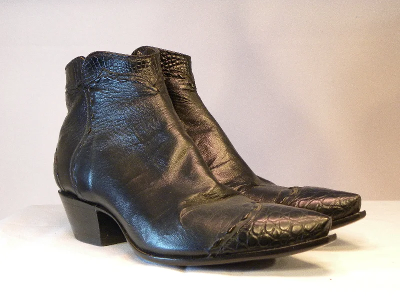 Black Liz Wing Tip Tres Outlaws Flamingo Zip  Boot  1940@