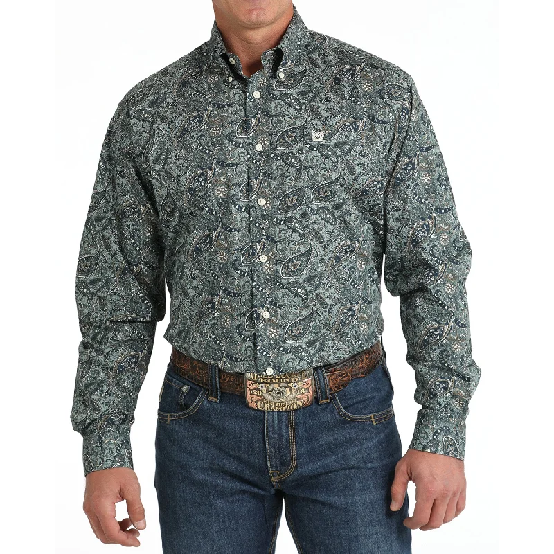 Cinch Men's Green Paisley Print