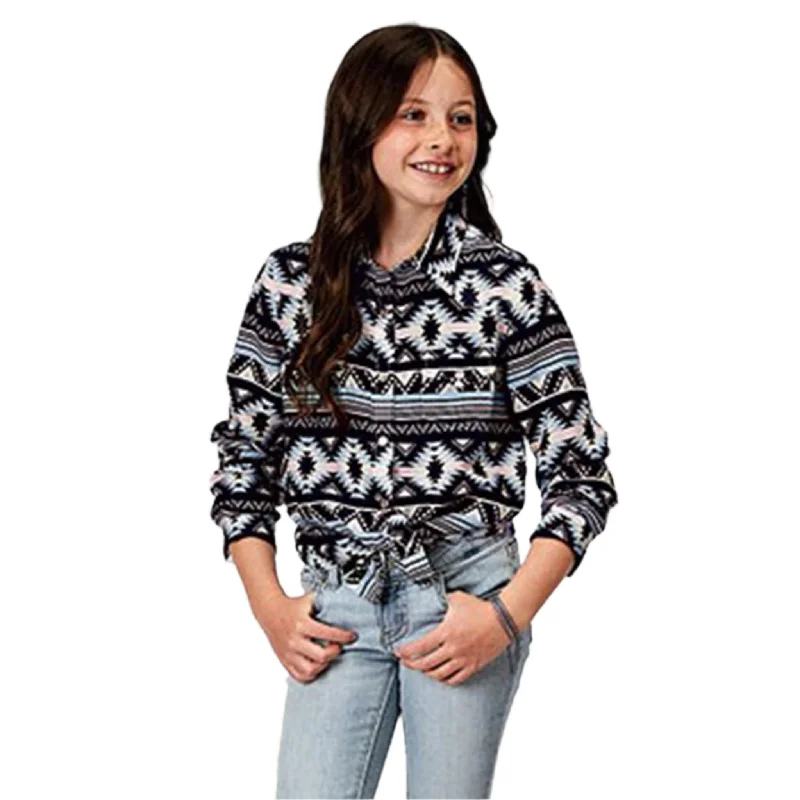 Roper Girl's Black Aztec Long Sleeve