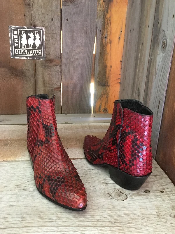 Red & Black Python  Tres Outlaws  Flamingo Zip Boot  " 2 Sweet Collections"  1924