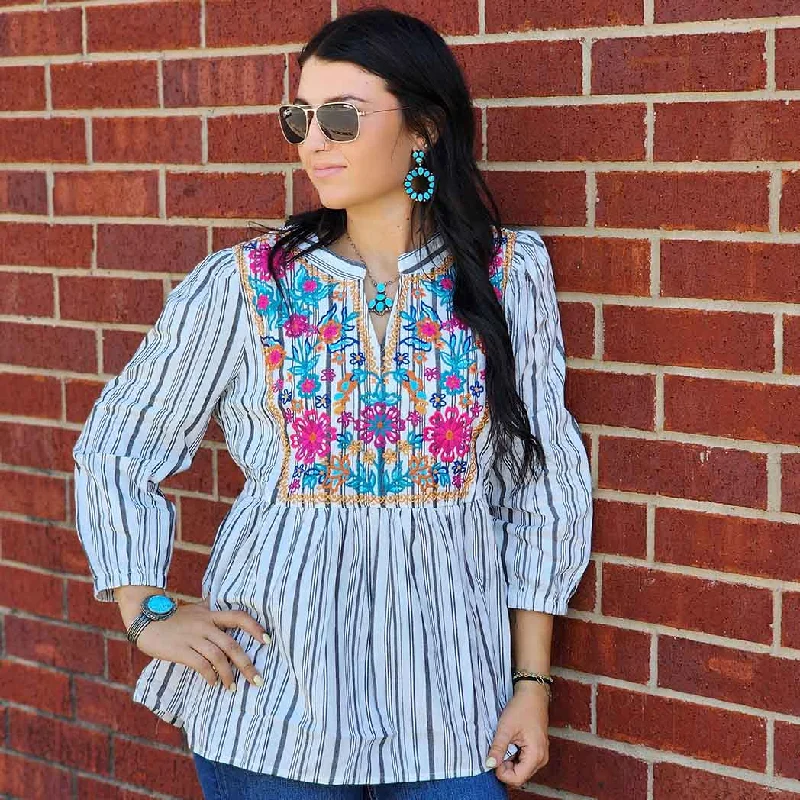 Ivory and Black Stripe Top