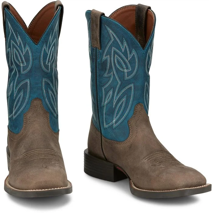 JUSTIN MENS CANTER SQUARE TOE WESTERN BOOTS STYLE SE7513